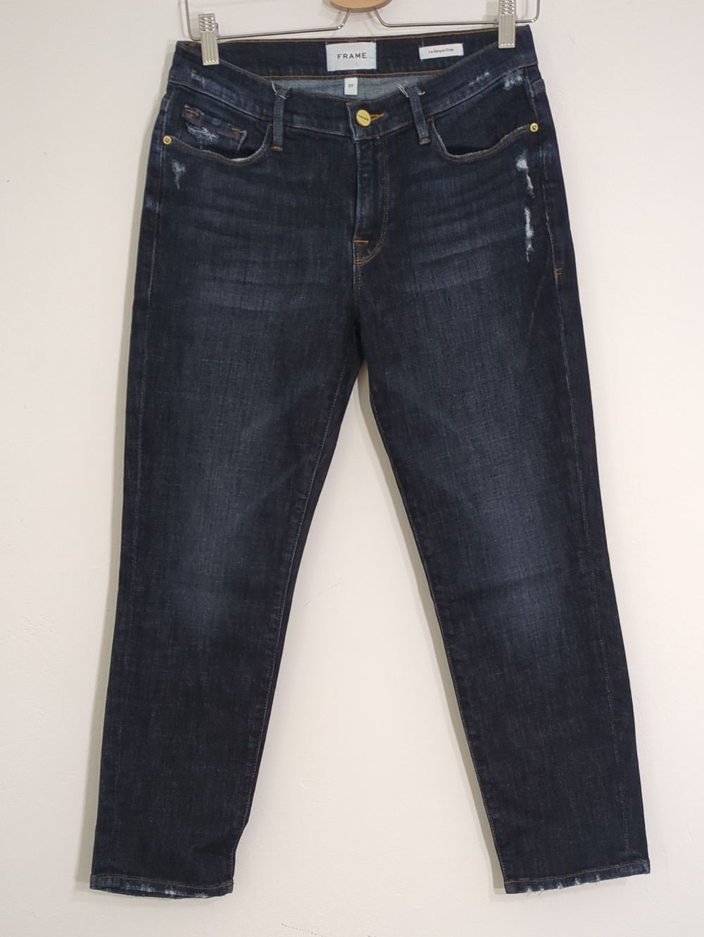 Frame Denim Le Garcon Dark Indigo Cropped Ankle Jeans